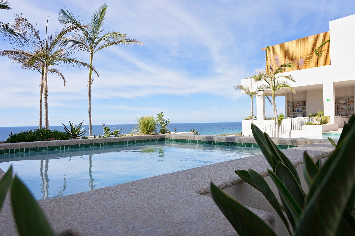 Image of the pool at the luxury accommodations for the soulside spring renewal and recovery yoga retreat in baja california mexico